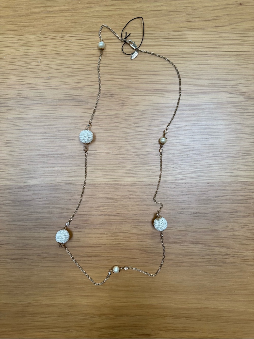 Miriam Haskell Gold-Tone Necklace with Ivory Beaded Orb Pendant Brand New - Picture 12 of 12